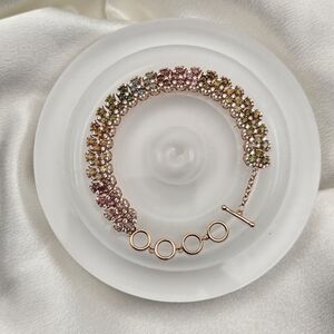 Rose Gold Over Sterling Silver 925 Multicolor Tourmaline Gemstone Bracelet